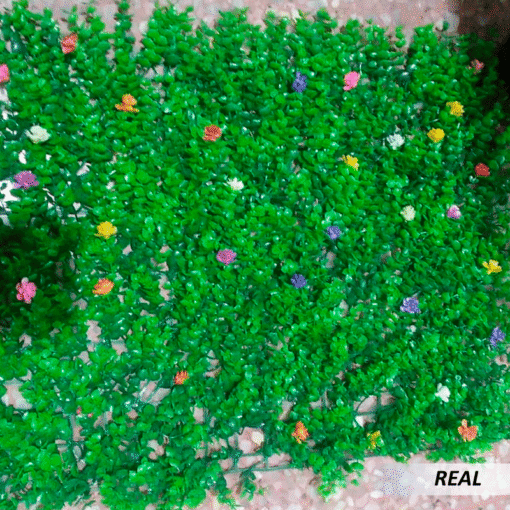 Césped decorativo artificial con flores - Imagen 3