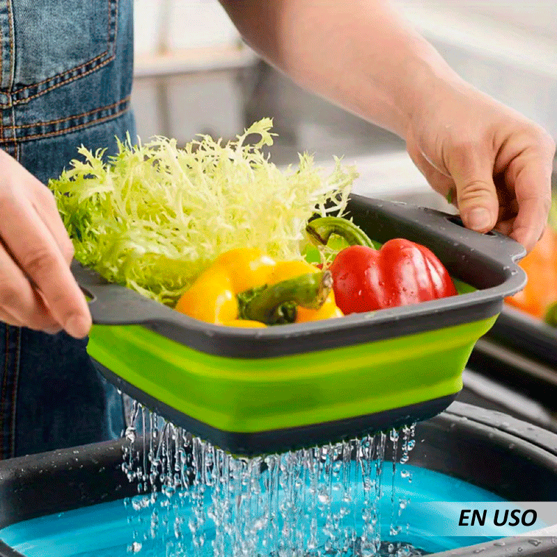 Cesta de drenaje plegable para limpieza de frutas y verduras