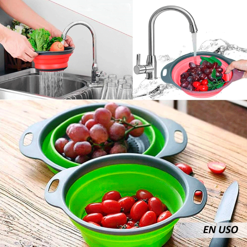 Colador plegable de silicona para cocina