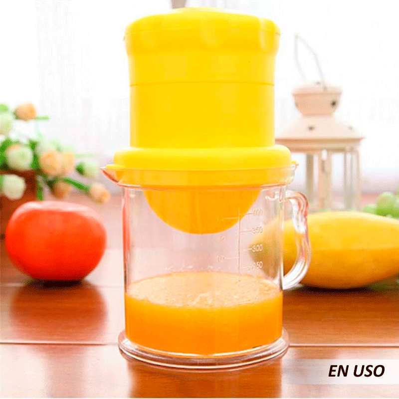 Exprimidor de mano portátil con tapa