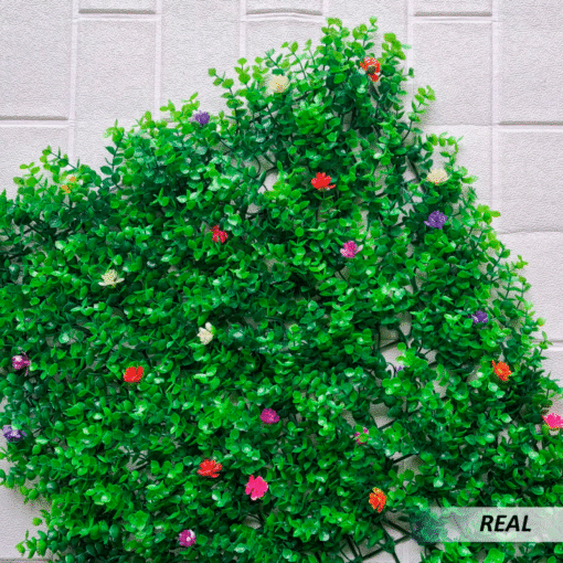 Césped decorativo artificial con flores - Imagen 4